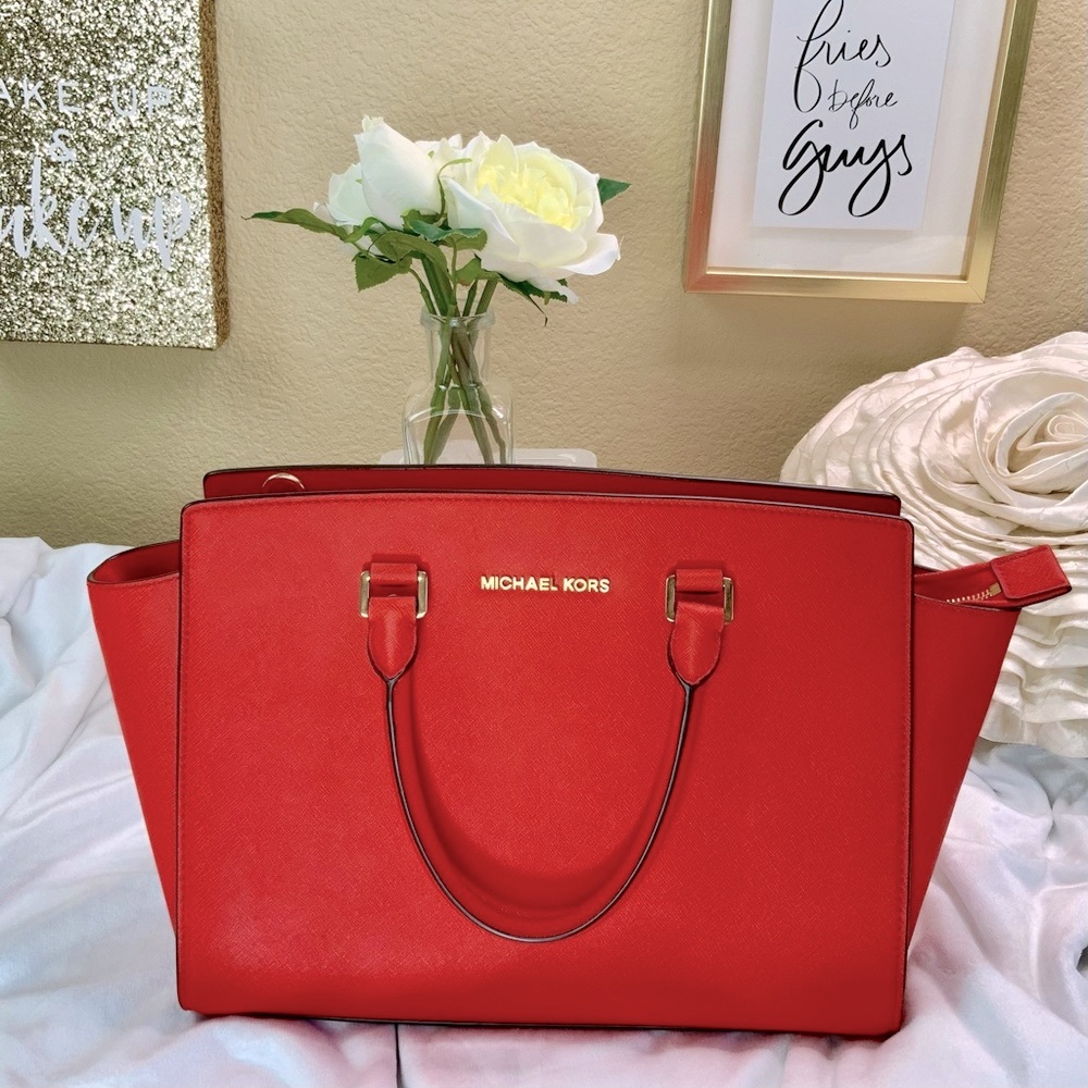 Micheal kors bright red/orange satchel.